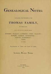 Cover of: Genealogical notes by Lawrence Buckley Thomas