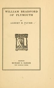 Cover of: William Bradford of Plymouth by Albert Hale Plumb