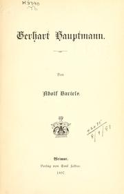Cover of: Gerhart Hauptmann.