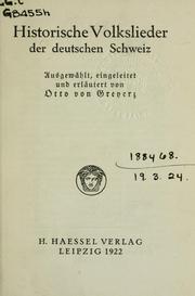 Cover of: Historische Volkslieder der deutschen Schweiz