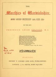Cover of: worthies of Warwickshire who lived between 1500 and 1800.