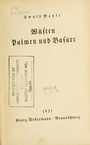 Cover of: Wüsten, Palmen und Basare.