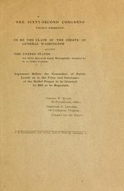 Cover of: In re the claim of the estate of General Washington against the United States for 3051 acres of land wrongfully granted by it to other parties. | Nelson Wiley Evan