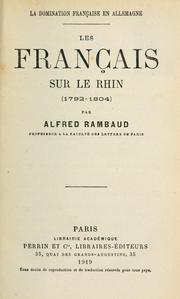 Cover of: domination française en allemagne: les français sur le Rhin, 1792-1804
