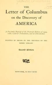 Cover of: letter of Colombus on the discovery of America: a facsimile reprint of the pictorial edition of 1493, with a literal translation, and an introduction.
