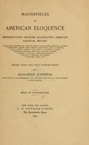 Cover of: Masterpieces of American eloquence: representative orations illustrating American political history