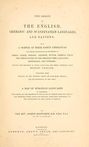 Cover of: origin of the English, Germanic and Scandinavian languages and nations: with a sketch of their early literature.