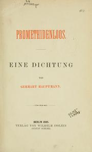 Cover of: Promethidenloos by Gerhart Hauptmann