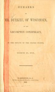 Cover of: Remarks of Mr. Durkee, of Wisconsin