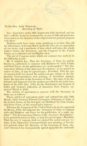 Report made to the Hon. John Forsyth, secretary of state of the United States, on the subject of the Documentary history of the United States by Matthew St. Clair Clarke