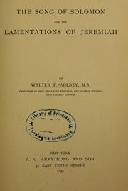 Cover of: Song of Solomon: and the Lamentations of Jeremiah.