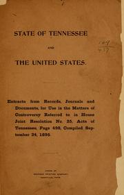 Cover of: State of Tennessee and the United States. by Tennessee