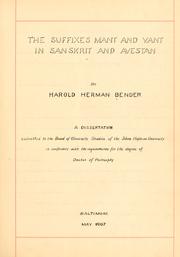 Cover of: The suffixes "mant" and "vant" in Sanskrit and Avestan by Harold H. Bender
