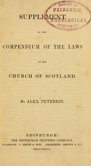 Cover of: Supplement to the Compendium of the laws of the Church of Scotland