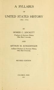 Cover of: syllabus of United States history, 1492-1916 | Homer Carey Hockett