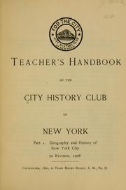 Cover of: Teacher's handbook of the City history club of New York...