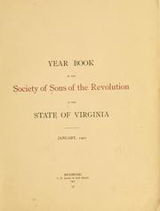 Cover of: Year book of the Society of sons of the revolution in the state of Virginia