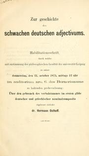 Cover of: Zur Geschichte des schwachen deutschen adjectivums.
