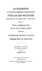 Cover of: Analecta Plavtina de figvris sermonis