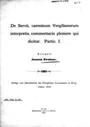 Cover of: De Servii, carminum Vergilianorum interpretis, commentario pleniore qui dicitur