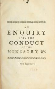 Cover of: An Enquiry into the conduct of the ministry |