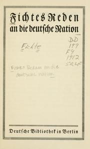 Cover of: Fichtes Reden an die deutsche Nation by Johann Gottlieb Fichte