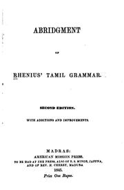 Cover of: Abridgment of Rhenius' Tamil grammar.