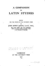 Cover of: companion to Latin studies