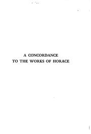 Cover of: concordance to the works of Horace