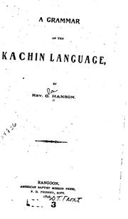 Cover of: grammar of the Kachin language