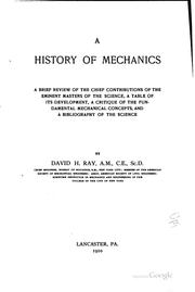 Cover of: A history of mechanics by David Heydorn Ray
