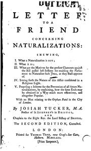 Cover of: letter to a friend concerning naturalizations ...