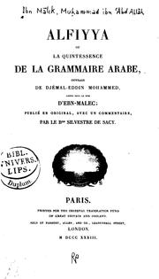Cover of: Alfiyya; ou.: La quintessence de la grammaire arabe, ouvrage de Djémal-eddin Mohammed.