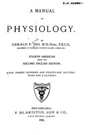 Cover of: manual of physiology.