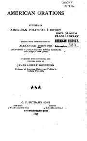 Cover of: American orations: studies in American political history.