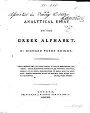 Cover of: analytical essay on the Greek alphabet.