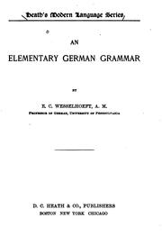 Cover of: An elementary German grammar by E. C. Wesselhoeft