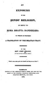 Cover of: exposure of the Hindu religion, in reply to Mora Bhatta Dandekara