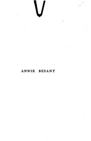 Cover of: Annie Besant by Annie Wood Besant