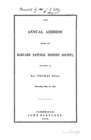 Cover of: annual address before the Harvard natural history society