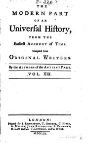 Cover of: An Universal history, from the earliest account of time.