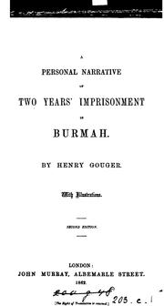 Cover of: personal narrative of two years' imprisonment in Burmah: 1824-26.