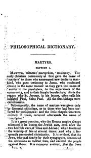 Cover of: A philosophical dictionary: from the French.