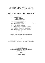 Cover of: Apocrypha sinaitica.