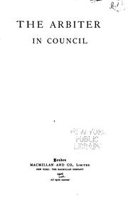 Cover of: arbiter in council.