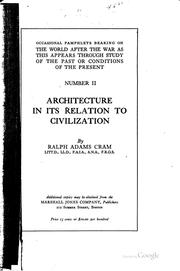 Cover of: Architecture in its relation to civilization