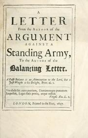 Cover of: letter from the author of The argument against a standing army to the author of the balancing letter.