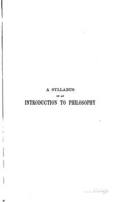 Cover of: A syllabus of an introduction to philosophy