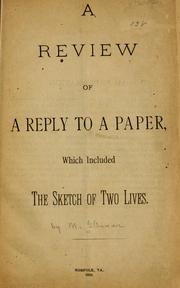 Cover of: review of a Reply to a paper