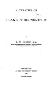 Cover of: A treatise on plane trigonometry
